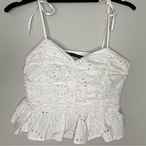 Zara 100% Cotton Cropped Eyelet Tank Top XS